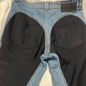 Mugler Skinny Jeans Blue and Black Two-Tone Design